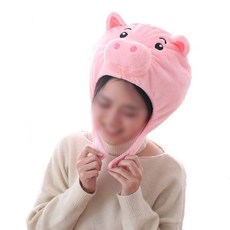 젊은이마켓 캐릭터 인형모자 돼지, 혼합색상, 1개