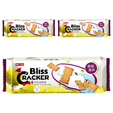 台灣優格餅乾學院 Bliss布莉滋脆餅 葡萄風味 酥脆口感 獨立包裝 無添加人工色素及防腐劑, 3包, 156g