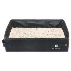 萌貝仕 外出可折疊防水防漏簡易貓砂盆 黑色, 47 x 36 x 13cm, 1個