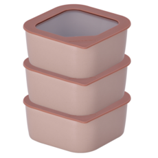 네오플램 피카 도자용기 정사각 로즈핑크, 3개, 650ml