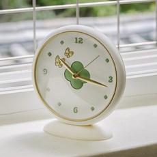 오더블유씨 럭키클로버 벽탁상 겸용 시계 OTA-1010WH, 화이트