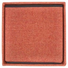 AWANA 簡約大方形麻布收納箱收納凳 30 x 30 x 30cm, 橘色, 1個