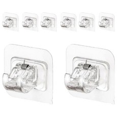 피키픽스 벽면 접착식 무타공 스프링 커튼봉 홀더 스티커, 투명, 8개