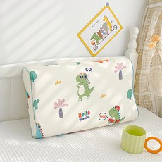 Annette 貢緞棉可拆洗天然兒童乳膠枕 60s, 恐龍樂隊, 1個