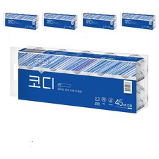 CODI 雙層捲筒壓紋衛生紙, 45m, 10捲, 5袋