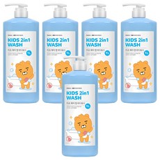 베비언스 리틀카카오프렌즈 키즈 헤어 앤 바디워시 블루, 1L, 5개