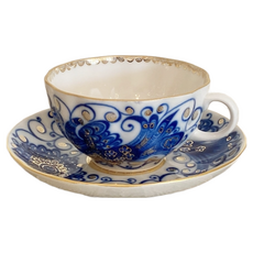 禦瓷鬱金香鳥皇后茶杯+碟, 混色, 1套