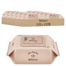 Bebeen Original Plus 嬰兒濕紙巾套裝, 55g, 100張, 20包