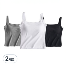 페이퍼먼츠 여성용 네모라인 민소매 나시 티셔츠 3종 08620 B 2세트