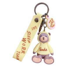 도림 스마일 곰돌이 자동차 키링, 1개, 브라운