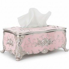 歐式高級復古衛生紙盒, 粉色 銀色