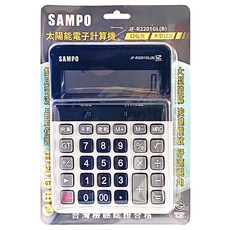 SAMPO 聲寶 12位元太陽能電子計算機 JF-R2201GL 14 x 19 x 4cm 6歲以上適用 283g, 黑色 + 銀色, 1個