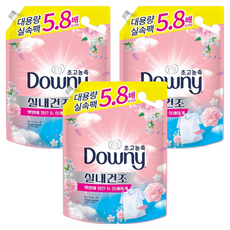 Downy 室內晾曬用 超濃縮織物柔軟劑 花漾綻放 補充包, 4.1L, 3個