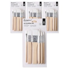 giorgione 原木藝術刷具 6種組, 4套, 0.8cm, 2.5cm, 1.5cm, 1cm, 0.8cm, 0.4cm