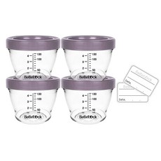 Bebelock Tritan副食品刻度密封罐, 130ml, 4個, 豆沙色