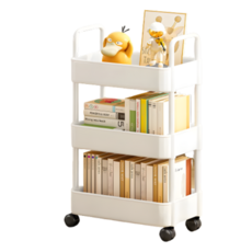 리브온 틈새 수납 정리대 트롤리 + 바퀴 + 걸이 + 스티커 36 x 24 x 69 cm, 화이트, 3단