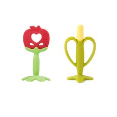 베이비앤아이 실리콘 치발기 사과 + 옥수수, 혼합색상, 1세트
