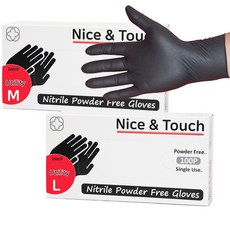 Nice&Touch 丁腈手套 黑色 M 100入 + L 100入, 1套