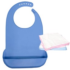 PARA:D 防水圍兜+棉質手帕, 藍色（圍兜），隨機發貨（手帕）, 1套