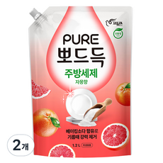 피죤 퓨어 뽀드득 주방세제 자몽향, 2개, 1.2L