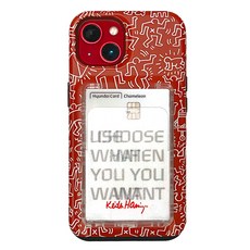 Skinu Keith Haring 磁吸滑蓋 MagSafe 卡夾手機殼, 圖案紅