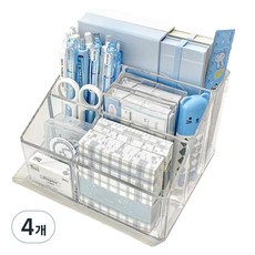 생활스쿨 책상 연필 꽂이 정리함, 투명, 4개