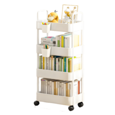 리브온 틈새 수납 정리대 트롤리 + 바퀴 + 걸이+ 스티커 + 걸이상자 2p 36 x 24 x 97 cm, 화이트, 4단