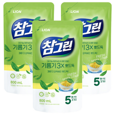 LION 獅王 Chamgreen 濟州綠茶洗碗精補充包, 800ml, 3包