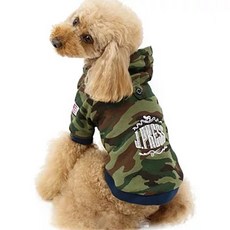 PET PARADISE 連帽寵物衣服 迷彩 DSS 聚酯纖維 棉, 迷彩綠, 1件