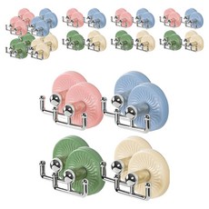 한봄누리 가정용 무지개색 흡착식 후크 걸이 4종 세트, 핑크, 블루, 그린, 베이지, 12세트