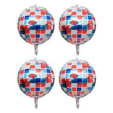 타이탄 프리미엄 생일 파티 미러볼 풍선 22인치, 레드 블루 디스코 4D 볼, 4개