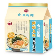 台酒 麵攤鮮蝦魚板雙饗湯麵 內附紅標米酒料理米酒, 4包