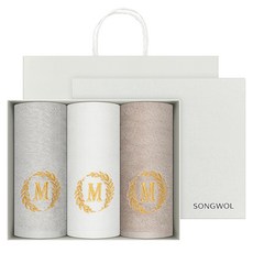 Songwol 松月 Major 毛巾禮盒組 150g x 3入 30支棉紗 +購物袋, 隨機出貨, 3個