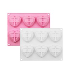 MOLDB 稜角愛心 6格矽膠模具 2入, 隨機出貨