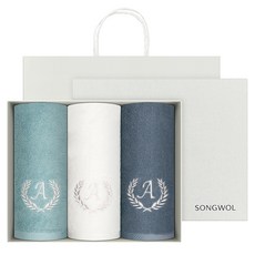 Songwol 松月 Ace 毛巾禮盒組 150g x 3入 30支棉紗 + 提袋, 隨機出貨(毛巾、購物袋), 3個