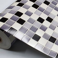 바둑타일 시트지, 블랙, 50 x 300 cm