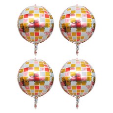 타이탄 프리미엄 생일 파티 미러볼 풍선 22인치, 핑크 골드 디스코 4D 볼, 4개