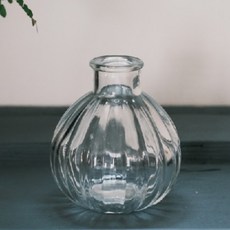 空氣選物 復古浮雕玻璃花瓶m, 小巧精緻，晶瑩剔透，百搭各式花材，增添生活品味, 1個, 透明, 8.4 x 7.5 x 7.5cm