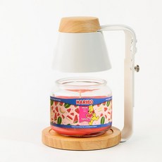 Arbol 定時款 木質融蠟燈 + 酸甜哈瑞寶中號罐裝蠟燭 300g 套組, 白色木質, 綜合哈密瓜