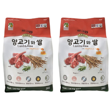 도그랑 어덜트 강아지 훼미리 건식사료, 양+쌀, 2kg, 2개