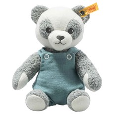 Steiff 德國金耳釦泰迪熊 GOTS Paco panda 小熊貓, 26cm, 白色 + 灰色 + 綠色, 1個