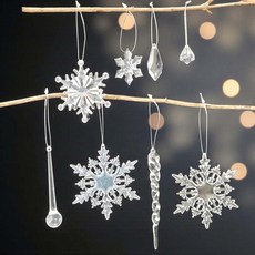 EPLYN 聖誕樹裝飾吊飾 雪花冰柱水晶寶石 50p 套組, 1套, 透明, 200 x 140 x 70mm