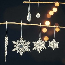 EPLYN 聖誕樹裝飾吊飾 雪花冰柱水晶寶石 30p 套組, 1套, 透明
