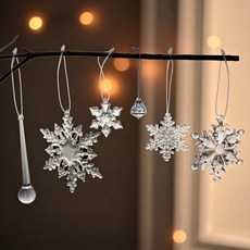 EPLYN 雪花冰柱水晶寶石聖誕樹掛飾套組, 1套, 透明, 200 x 140 x 70 mm