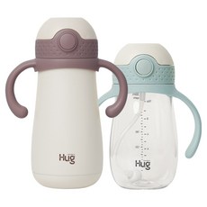 마더케이 허그 스테인리스 빨대컵 + 추 빨대컵 세트, 650ml, 1세트, 플럼 + 민트