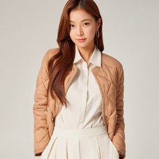 클라비스 여성용 배색 트리밍 퀼티드 다운 자켓