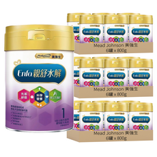 Mead Johnson 美強生 親舒部分水解1號蛋白嬰兒配方奶粉 0~12個月, 800g, 1罐, 18罐