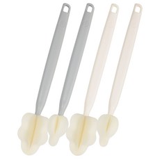 BABY&I 長柄奶瓶刷+奶嘴刷, 奶油米白+冷灰色, 2組