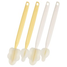 BABY&I 長柄奶瓶刷+奶嘴刷, 奶油米白+芥末, 2組