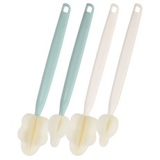 BABY&I 長柄奶瓶刷+奶嘴刷, 奶油米白+薄荷藍, 1組